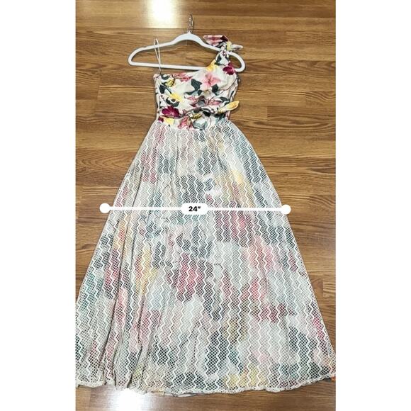 PatBO Hibiscus Neutral floral-print one-shoulder Sundress NWT SZ 4 - Picture 6 of 14